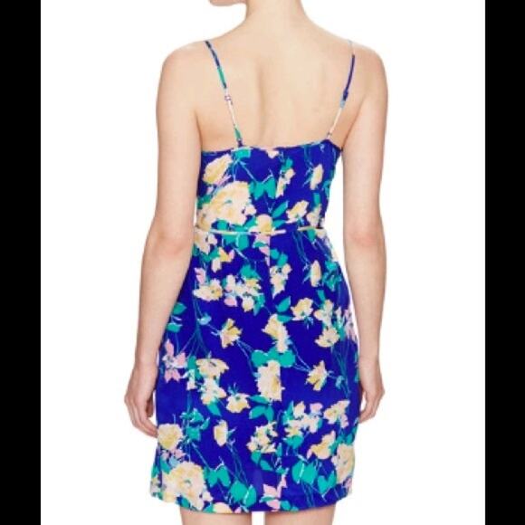 Yumi Kim Jayne Blue Floral Silk Faux Wrap Dress SZ XS - Picture 2 of 11